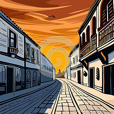 Streets of Tel Aviv: A Captivating Journey into Medieval Charm Vector Illustration