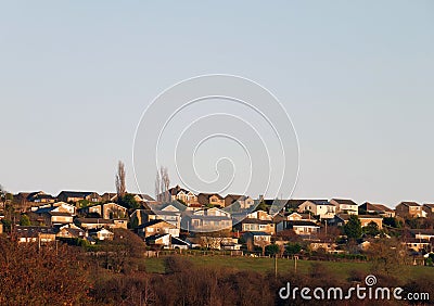 Streets of typical modern suburban british houses on a hillside on the outskirts of brighouse in west yorkshire Stock Photo
