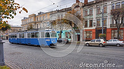 The streets of the Ukrainian city of Vinnitsa in the afternoon. Editorial Stock Photo