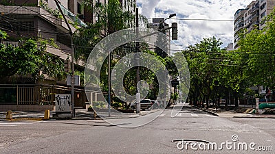 Streets without vehicle movement, and empty, in front of the lockdown decreed during the COVID-19 pandemic in Brazil Editorial Stock Photo