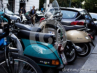 Motorcycle parking on Vienna Austria Editorial Stock Photo