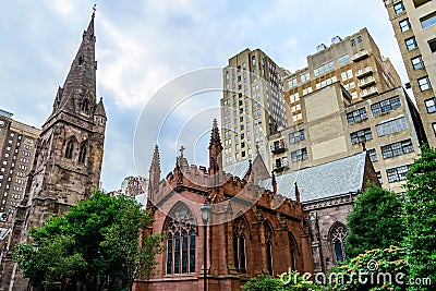 Streetscape with historic churches in Philly Stock Photo