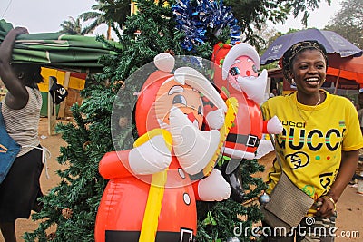 Streetside African Christmas Scene Editorial Stock Photo