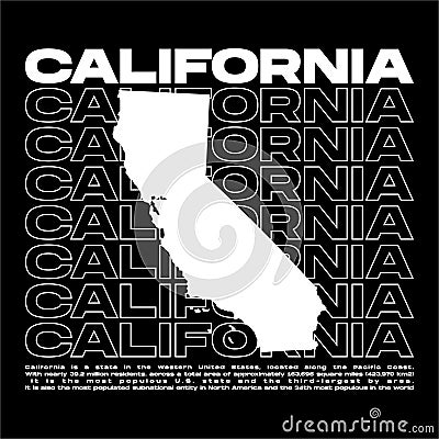 streetwear design california city clothes, t-shirts, hoodie and others Vector Illustration