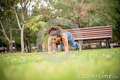 Strenght training in forests Stock Photo
