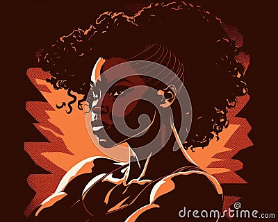 Strength and ace A proud silhouette of an African American woman stands tall and strong her features shining with ace Stock Photo