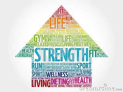 Strength arrow word cloud Stock Photo