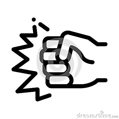 Strength Fist Punch Icon Vector Outline Illustration Vector Illustration