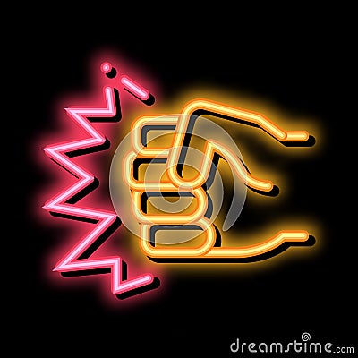 Strength Fist Punch neon glow icon illustration Vector Illustration