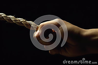 Strength in Grip Firmly Holding the Rope for Stability and Support. created with Generative AI Stock Photo