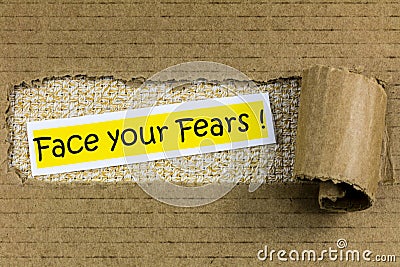 Strength overcome fear courage face challenge confident Stock Photo