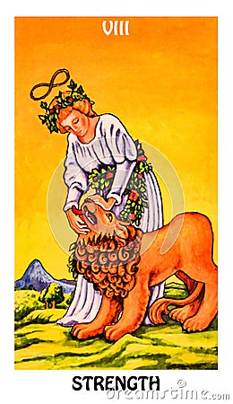 Strength Tarot Card Major Arcana Rider Waite Smith Stock Photo