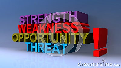 Strength weakness opportunity threat on blue Stock Photo