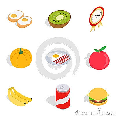 Strengthen health icons set, isometric style Vector Illustration