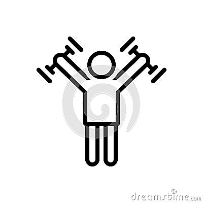 Black line icon for Strengthen, make more forceful and strong Vector Illustration