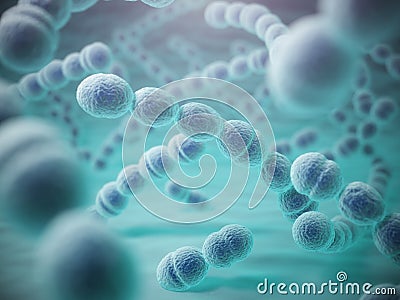 Streptococcus pneumoniae or pneumococcus bacterias Cartoon Illustration