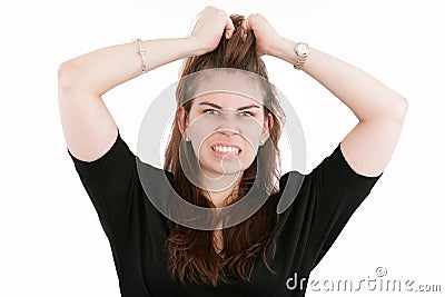 Stress. Business woman frustrated and stressed Stock Photo