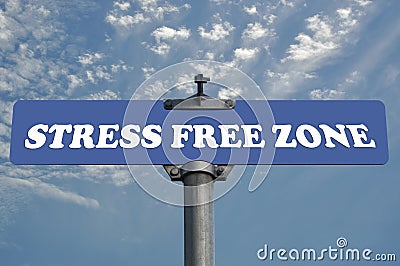 Stress free zone road sign Stock Photo