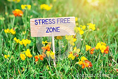 Stress free zone signboard Stock Photo