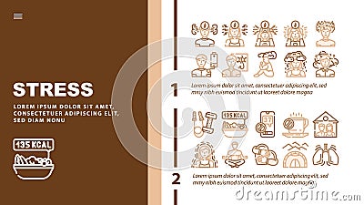 stress headache depression landing header vector Cartoon Illustration