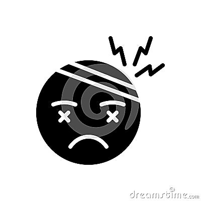 Black solid icon for Stress, tension and brain Vector Illustration