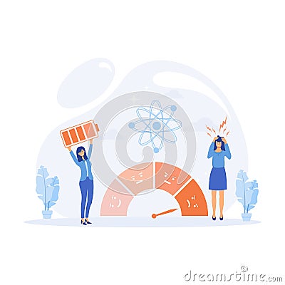 Stress Level, Mood Scale, Burnout and Increased Productivity. Vector Illustration