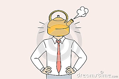 Stress and overwork exhaustion concept. Vector Illustration