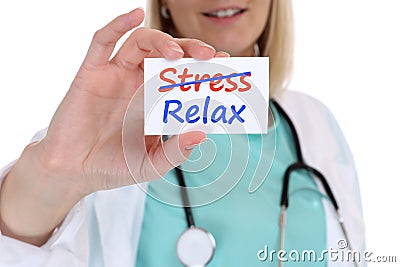 Stress stressed relax relaxed burnout ill illness healthy doctor Stock Photo