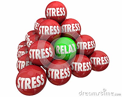 Stress Vs Relax Ball Pyramid Burdens Relief Stock Photo