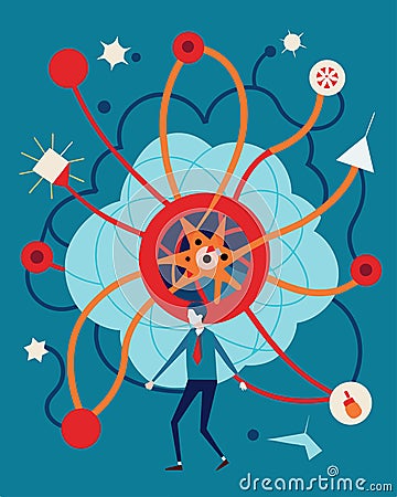 The stress web can easily become a vicious cycle with one stressor leading to another creating an inescapable pattern Vector Illustration