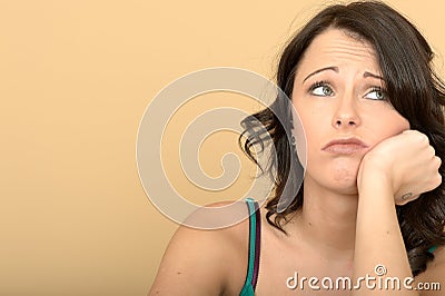 Stressed Anxious Young Woman Stock Photo