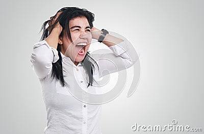 Stressed Asian Woman Stock Photo