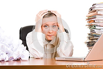 Stressed business woman Stock Photo