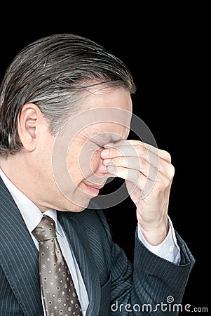 Stressed Businessman, Side view Stock Photo