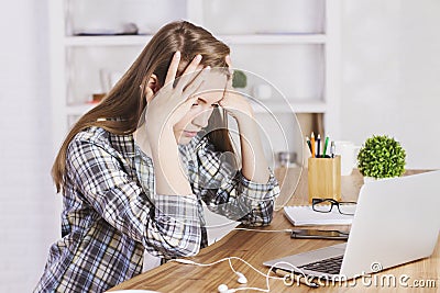 Stressed caucasian worker Stock Photo