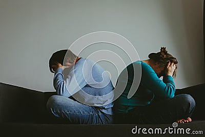 Stressed couple -problems, stress, depression Stock Photo