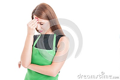 Stressed employee suffering from head ache Stock Photo