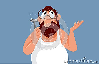 Bearded Man Holding a Razor Vector Cartoon Illustration Vector Illustration