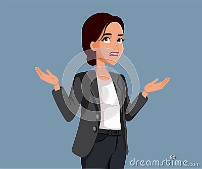 Clueless Businesswoman Shrugging Vector Cartoon Illustration Vector Illustration