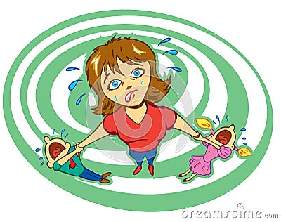 Stressed Mother Vector Illustration