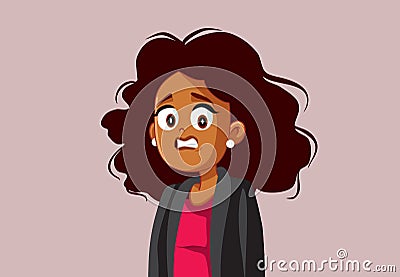 Confused and Stressed Woman Feeling Anxious Vector Cartoon Illustration Vector Illustration