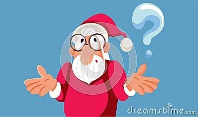 Santa Claus Having Questions and Doubts Before Christmas Vector Cartoon Vector Illustration