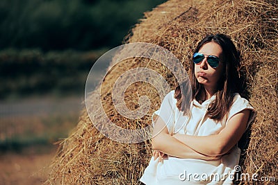 Stressed Woman with Arms Crossed Hating Simple Living Lifestyle Stock Photo
