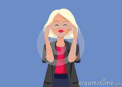 Stressed Woman Suffering a Headache Feeling Anxious Vector Cartoon Vector Illustration