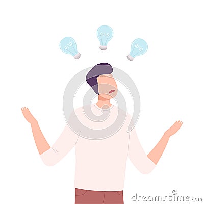 Stressful Businessman Character Having No Ideas, Unsuccessful Person Feeling Stress, Business Fail Flat Vector Vector Illustration