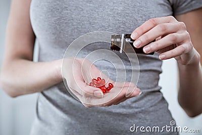 Stressful female drug addict is taking narcotic Stock Photo