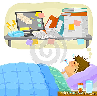 Stressful sick leave Vector Illustration