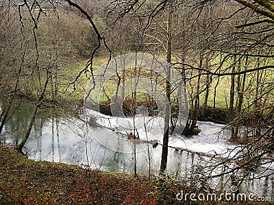 The river follows the Way of St. James. In Galicia Northwest Spain. Stock Photo