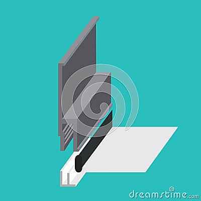 Stretch ceiling fastening profile sectional view model. Dropped Vector Illustration