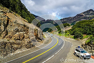 Stretch of National Route 3 Ruta Nacional 3 through Tierra del Fuego, Argentina Editorial Stock Photo